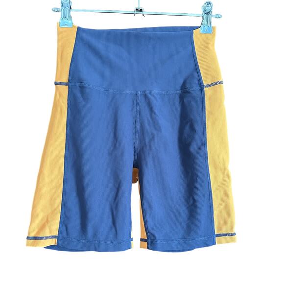 WILO the Label | Blue and Gold Workout Bike Shorts | Size Small - Picture 1 of 4